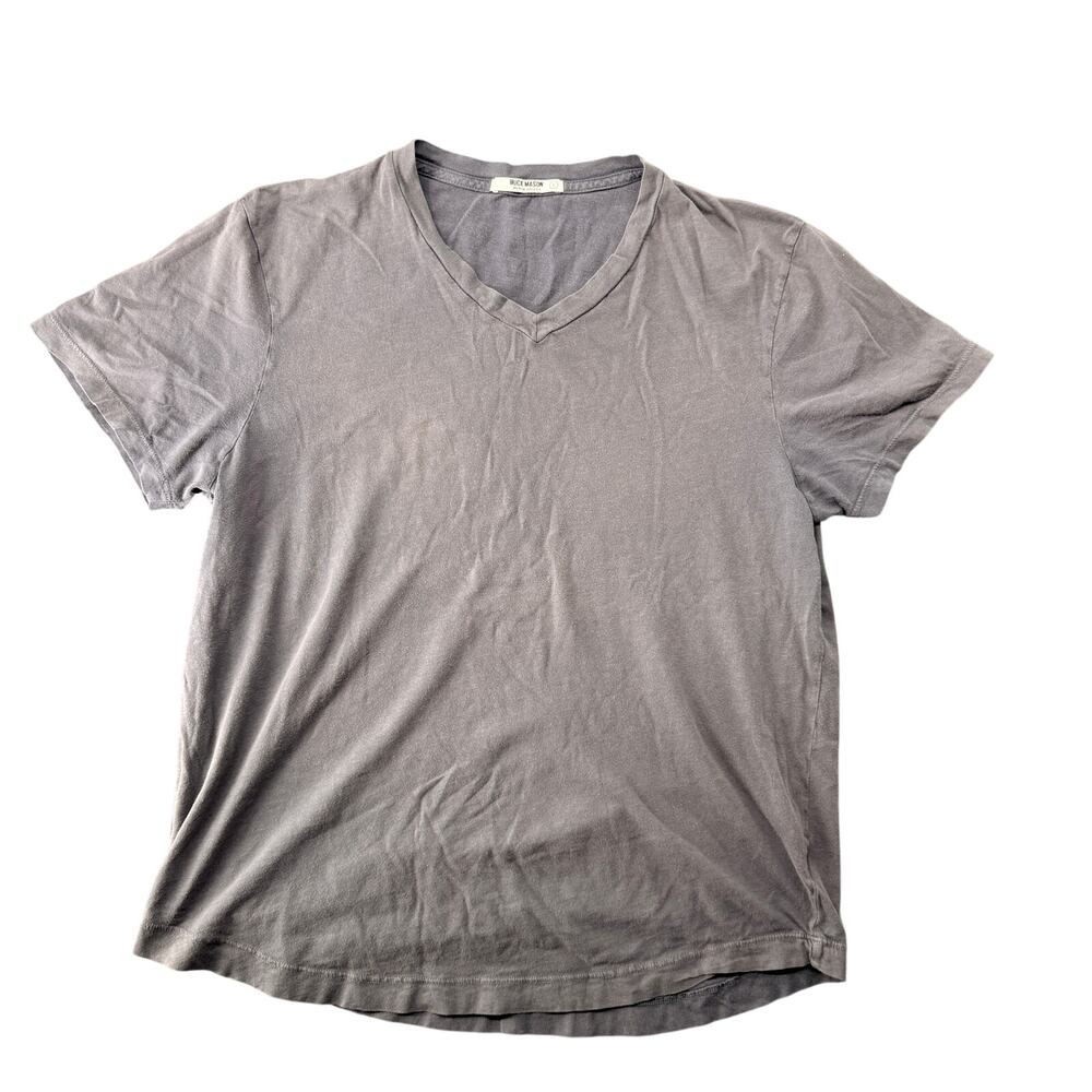 Buck Mason Curved Hem V Neck Short Sleeve T Shirt Men's Large Quiet Luxury